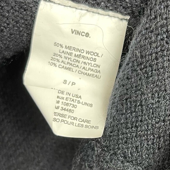 Vince Drape Front Cowl Neck Alpaca Wool Blend Boho Sweater in Black S Minimalist - Picture 7 of 9